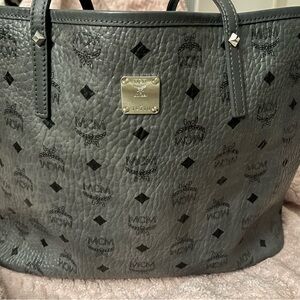 MCM Grey Leather Tote Bag